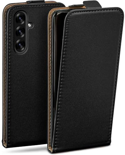 moex Flip Case für Samsung Galaxy A26 5G Hülle klappbar mit 360 Grad Schutz, Handyhülle mit Displayschutz, PU Leder Handytasche Lederhülle, Flip Case Cover Klapphülle, Schwarz