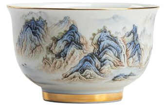 Qianli - Taza de té de cerámica con paisaje antiguo de Qianli (120 ml)