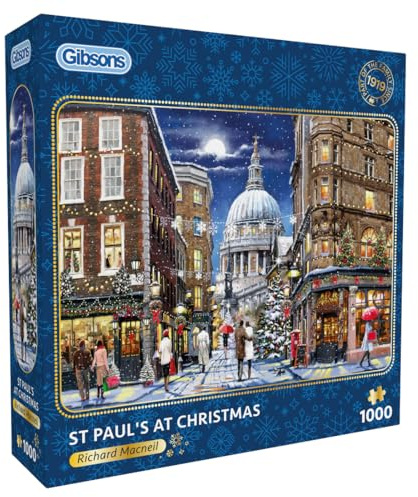 Gibsons St Paul’s at Christmas 1000-Piece Jigsaw Puzzle for Adults Festive London Scene, British Holiday Celebration, Traditional Puzzle, Thick Pieces, Sustainable 100% Recycled Board Great Gift