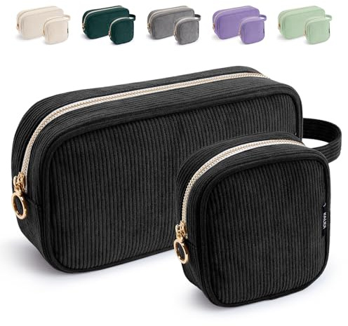 KALIDI 2 Kosmetiktasche Set Damen Cord Make Up Tasche for Handtasche | Klein and Groß Schminktasche 2 Stück Leo Reise Travel Frauen Mädchen Kosmetik Make Up Cosmetic Pouch
