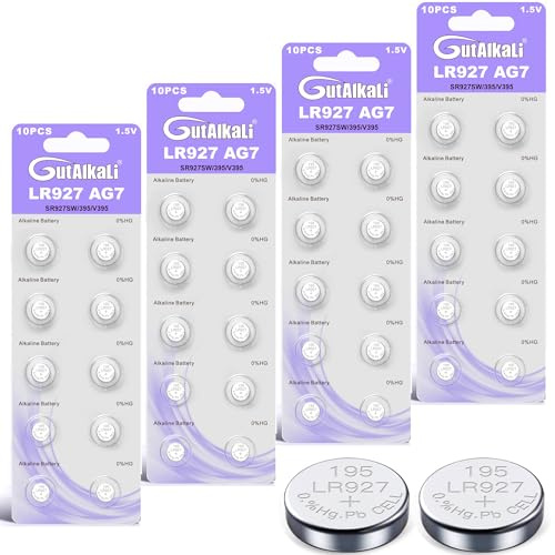 GutAlkaLi AG7/LR57/LR927/395 Alkaline Knopfzellen-Batterie ohne Quecksilber 1,5 Volt, 40er Set