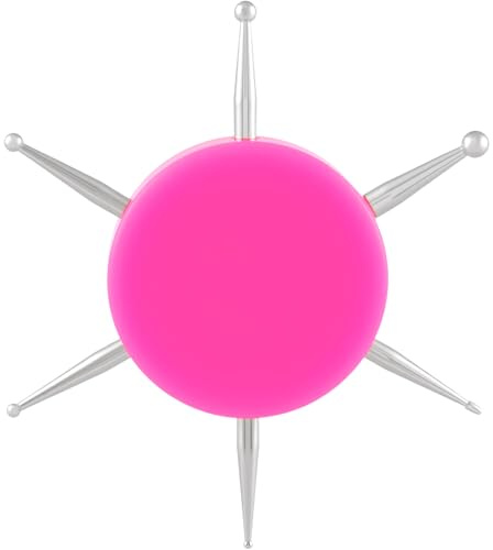 YALOJE Nail Dotting Tool, 6-in-1 Metal Dotting Tool Nail Art, Circular Nail Design Dotting Pen, Ergonomic Dotting Disc for Manicure Embossing, Tracing, Painting - Pink, 1pcs