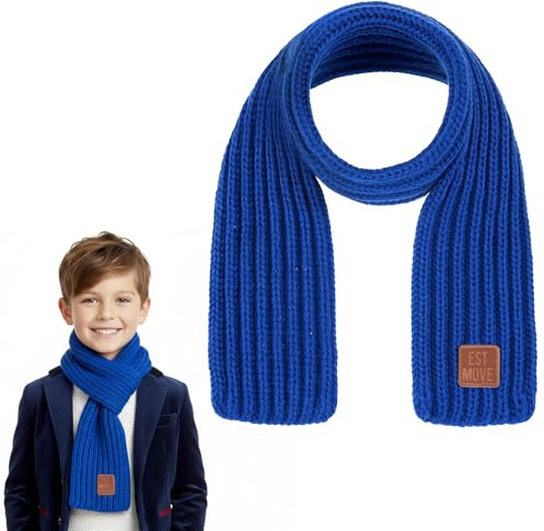 ADLABLD Warm Scarf for Kids, Cute Winter Scarves for Boys & Girls Black Knitting Scarf for Kids Child Winter Neck Warmer(Red)
