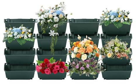 UESUENYENS Vertical Garden Planter,33CM Wall Mounted Planter for Patio Indoor Outdoor Decor, Garden Self Watering Pot Balcony Plant Vegetable Fruit Herb Hanging Pocket Holder Flowerpot Armeegrün