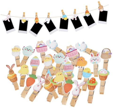 WEKADRIN 70 Pezzi Mini Mollette in Legno Cartoon Clip Foto Versatili per Decorazioni Progetti Te e Organizzazione Piccole Pinze Vestiti per Pareti Foto e Feste