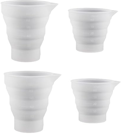 Yeenano 4 Taza Medidora Silicona,con Escala para Detergente Líquido,Taza Medidora Reutilizable,Dispensador De Detergente,Vasos Medidores de Silicona,Adecuadas para Manualidades,Laboratorio,Cocina