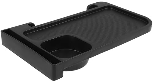 VALICLUD Portavasos Lateral para Sillón Reclinable de Plástico ABS Negro Bandeja Multiusos Resistente Intemperie para Camping Playa y Jardín Accesorio para Sillas Plegables