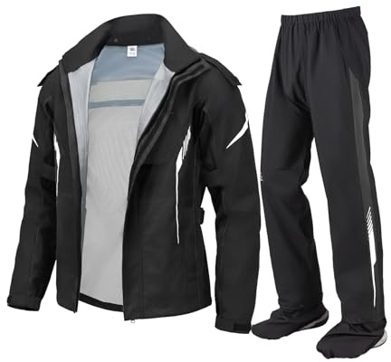 KEMIMOTO Regenanzug für Herren & Damen, wasserdichter Regenmantel, Atmungsaktiv Winddicht Regenbekleidung Regenjacke für Camping, Wandern, Reisen, Radfahren