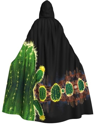QAZWZML Cactus with yellow flowers This patterned long hooded cape is warm and suitable for holiday parties, costume parties, or gatherings.