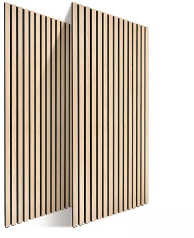 Relaxdays Akustikpaneele, 2er Set, 120 x 60 cm, hellbraun | Schalldämmung & Wandverkleidung, Eiche Furnier, Wandpaneele