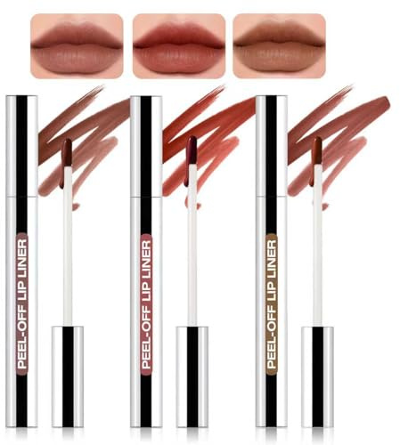 3 Piezas Lip Stain Peel Off,Peel Off Lip Liner Stain,voluminizadores e hidratantes, de larga duración,Lips Tint con Acabado Mate, Impermeable,Lápiz Labial para Mujeres(Marrón,marrón oscuro, burdeos)