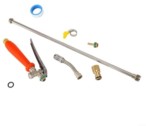 Asta di spruzzo da 112 cm con raccordi in ottone e valvola di intercettazione integrata, struttura in acciaio inossidabile per spruzzatura esterna