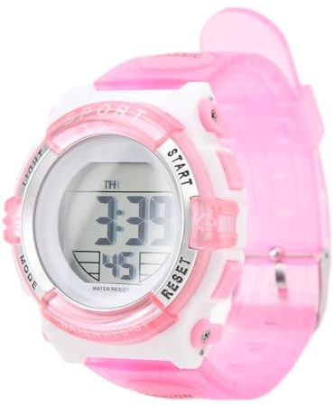 Qudinip Reloj Cronógrafo Digital para Niñas, Alarma Eléctrica Impermeable Colorida para Natación, Deportes, Correa de PU de 9,6 Pulgadas