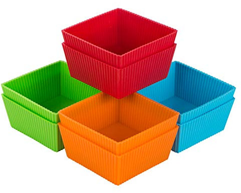 Webake 3.5 Inch Jumbo Baking Cups Reusable Silicone Square Cupcake Liners Non-stick Muffin Brownie Cake Mold (Pack of 8)