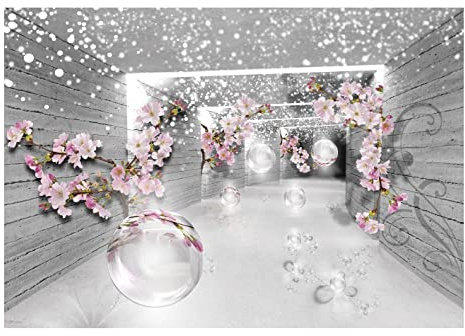 Carta Da Parati Fotografica Magnolie 3d effetto Fiori Astratto Silber - Include Colla - Design Carta per Pareti Soggiorno Camera Da Letto Sala Fotomurali In Tessuto Non Tessuto TNT (104x70 cm)