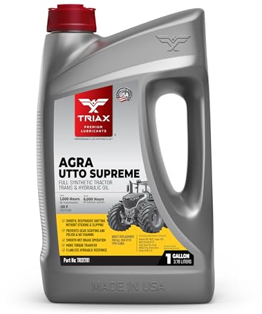 TRIAX Agra UTTO Supreme GL-4 Full Synthetic Tractor Transmission/Hydraulic Oil AW 32/46, All Season Arctic Grade -52F | Compatible with Case Hytran, John Deere Hygard, Kubota UDT/UDT2 (1 Gallon)