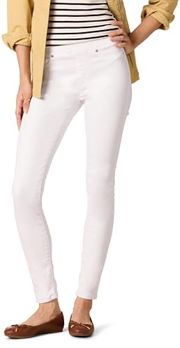 Amazon Essentials Jeggings Elásticos de Tiro Medio - colores interrumpidos Mujer, Blanco, 44 Corto