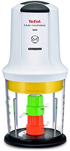 Tefal MQ7231 elektrisk minihackare 0,5 l 500 W Svart, Transparent, Vit - Elektrisk minihackare (0,5 l, 0,3 kg, Frankrike, Svart, Transparent, Vit, Plast, Knappar)