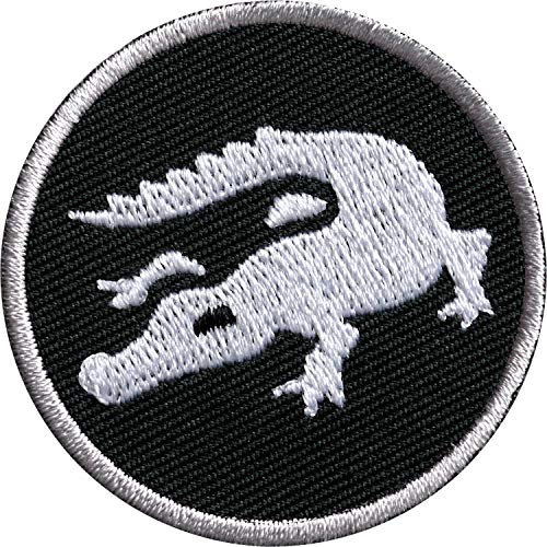 2 x Krokodil Patch 45 mm hochwertig gestickt/Aufbügler Aufnäher Flicken Bügel-Flicken Stoff Sticker Patches zum aufbügeln aufnähen auf Kleidung Cap Rucksack/Mode Modern Reparatur Kroko klein