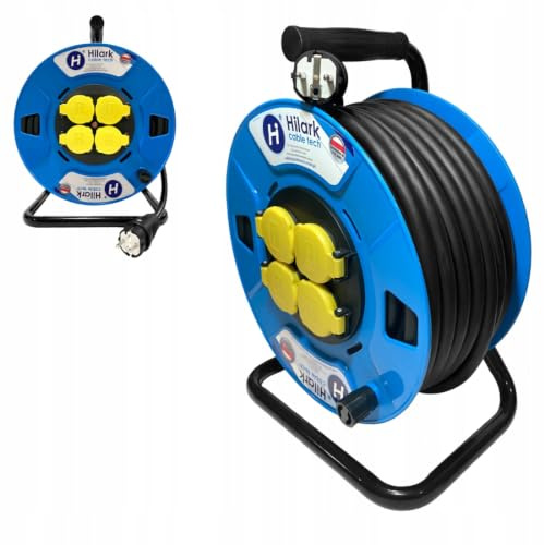 Hilark Cable Tech Rallonge en Caoutchouc H05RR-F Ow 3x2,5 40m Enrouleur