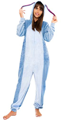 Disney Combinaison Bourriquet pour Femme | Vêtements de Nuit pour Adultes Bourriquet | Pyjamas en Polaire pour Femmes | Marchandise Officielle Winnie l'ourson | Bleu | Large