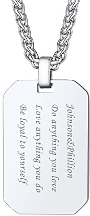 Bandmax Collier Plaque Homme Personnalisable en Acier Inoxydable, Chaîne Pendentif Militaire Personnalisé pour Garçon