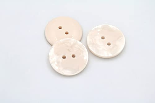 20PCS Resin Round Buttons Craft Sewing Snaps 2 Holes Handmade DIY Accessories (Beige, 13mm)