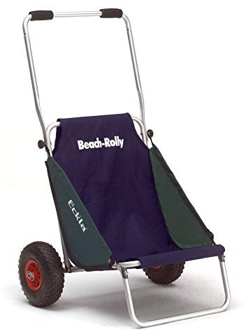NATIV Beach-Rolly Eckla die Transporthilfe für Kanus, Kajaks, Boote, Angelzubehör und Freizeitzubehör mit Lufträder (ohne Sonnendach, Blau/Grün)