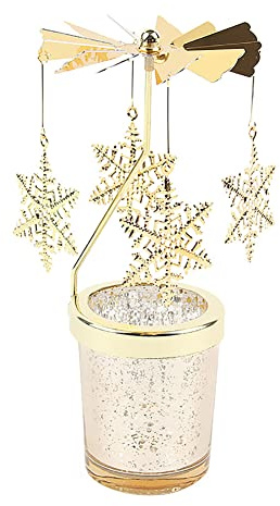 Uposao Rotierender Kerzenhalter Glas, Karussell Teelicht Teelichthalter Motiv Schneeflocke Spinnen Teelicht Kerzenhalter Kerzenständer Weihnachtsdeko für Geburtstag Hochzeit Deko Wohnzimmer Tischdeko