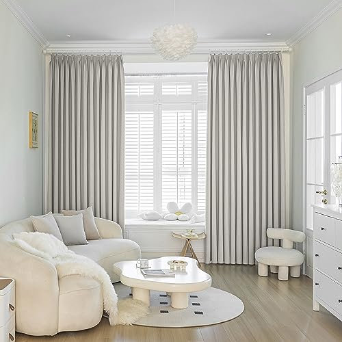 MAIHER Plissee-Vorhang 137x244 cm (BxL) mit Raffhalter, Kunstleinen, komplett verdunkelnd, wärmeisoliert, plissiert, für Schlafzimmer, Wohnzimmer, einfaches Aufhängen über Haken (Sandbeige, 1 Panel)