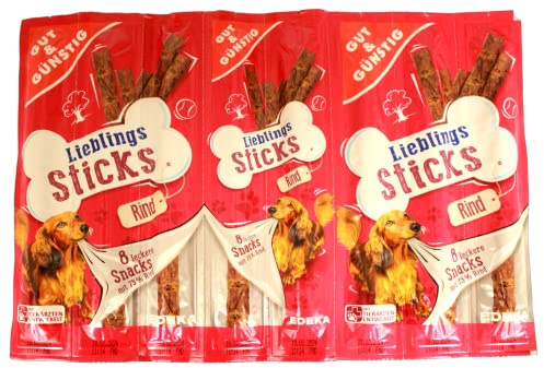 Gut & Günstig Lieblings Sticks Hundeleckerli mit Rind, 25er Pack (25 x 88g)