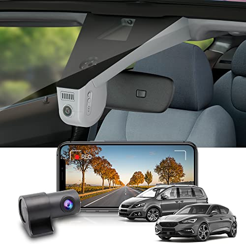 Fitcamx Dashcam Auto Vorne Hinten Kompatibel mit Seat Alhambra 711 2016-2021, Autokamera Kompatibel mit Leon 5F 2013-2020, OEM 4k 2160P+1080P WiFi, G-Sensor, Nachtsicht, Loop-Aufnahm,WDR, 128-GB-Karte