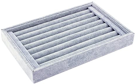 Plateau de rangement pour bagues et boucles d'oreilles avec couvercle transparent, 8 emplacements, grand tiroir en polyuréthane, boîte de rangement pour bijoux, vitrine avec