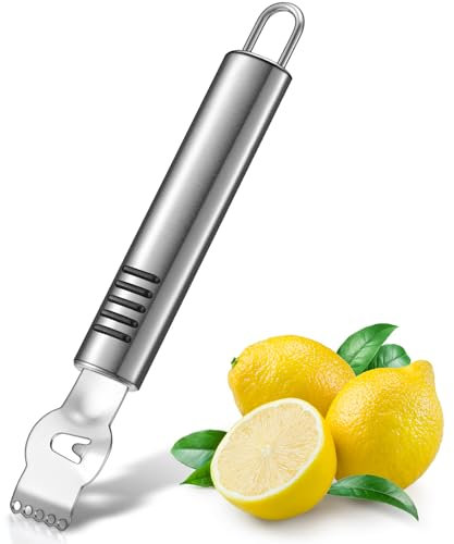 Zitronen Zester Schäler Professioneller Zitronenzester mit Canelle Messer Edelstahl Zitronenscheibe für Gin Cocktail Limetten Orangen Küchen Werkzeug (Klassisch, 6,3 Zoll)