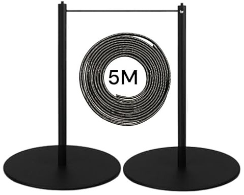 Flexibarrier 2-Stück-Set Museumabsperrung, Stilvolles Absperrsystem für Museen und Galerien, Absperrständer mit elastischer Kordel (Schwarz)