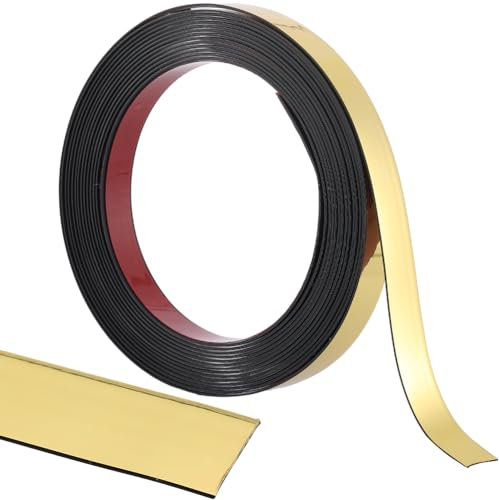 GORGECRAFT 5m*15mm Modanatura Oro Rimuovi e Incolla Bordo Flessibile per Specchio Striscia Decorativa Autoadesiva per Parete Soffitto Pannello Del Pavimento Armadietto Bordo Piastrelle Angolo Cornice
