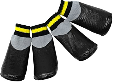Supvox Winterschuhe für Kleine Hunde Gummischuhe mit Rutschfester Sohle 4 Stück Schwarz für Schnee und Regen Schützt Pfoten Effektiv