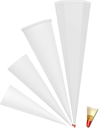 Schultüte - Rohling - WEIß Größenwahl - 35 cm bis 100 cm rund - OHNE Tüll Abschluß - mit/ohne Kunststoffspitze___ Zuckertüte ALLE Größen - Roth - zum B..