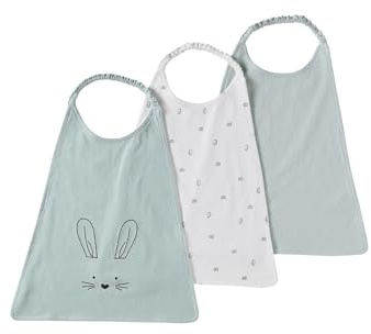 VERTBAUDET 3er-Pack große Baby Lätzchen mit Gummizug salbeigrün/lovely nature