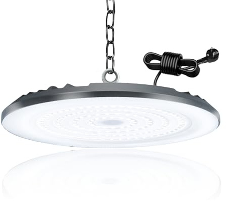 BOSITE LED UFO hallspotlight 100W, 10000LM LED UFO industribelysning 6500K kallvit, IP66 vattentät LED High Bay-lampa, LED-verkstadslampa för lager, fabrik, garage