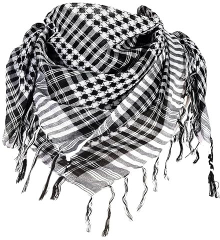 OMCGG Keffieh Pañuelo palestino, Manta blanca y negra, L