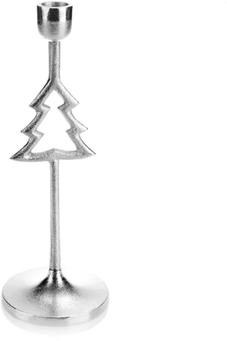 COM-FOUR® Portacandele a forma di albero di Natale - candeliere a un braccio con base rotonda - candeliere a una fiamma per Natale