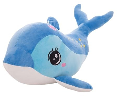 Peluche dauphin - Coussin en peluche - Motif dauphin - À jouer et à câliner - Doudou doux pour fille et garçon - Bébé (40 cm, bleu)