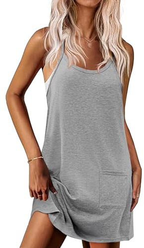 Demegimi Camicia da Notte Donna Cotone Corta Sexy Senza Maniche Spallacci Larghi Sottoveste per Casa e Casuale Pigiama da Donna S-3XL
