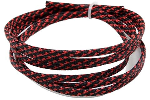 AHIOJEGX kabelschutzschlauch 2/10M erweiterbare geflochtene Kabelhülle 2/4/6/8/10/12/14/16/20/25/30/40mm Isolierung Nylon Drahtschutz Kabelmantel(Black Red,16MM_2 Meters)