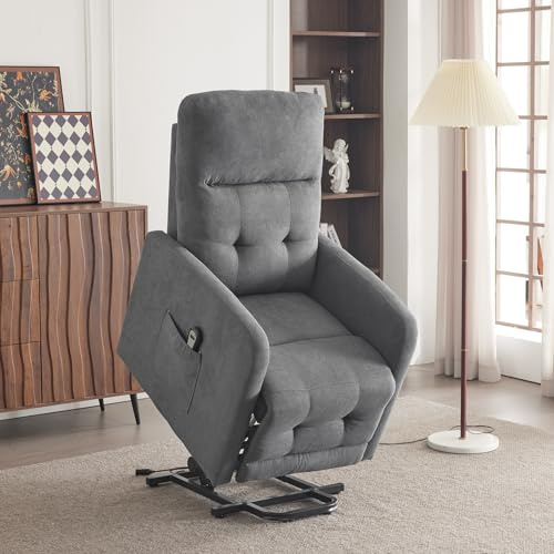 Bonnlo Recliner Chair with Adjustable Leg Rest and Backrest, Fabric Electric Reclining Armchair Adjusted by Remote Control, Perfect for Living Room, Home Cinema and Bedroom, Dark Grey