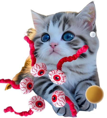 Xusdamyj Halloween-Haustierspielzeug, Katzenminze, Augapfel-Plüsch für Katzen und Hunde