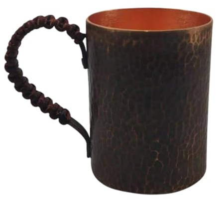 Gcljlmy Tasse à café en cuivre, tasses à cocktail, tasse à thé portable, vaisselle à thé, tasse à eau, tasse à bière pour boissons, lait, eau chaude et froide, camping (noir)