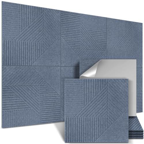 AUSLET 6 Stück Akustikpaneele selbstklebend 60 x 60 x 1,2 cm, Akustikplatten aus Polyester zur Schalldämmung, Schallschutzplatten mit Hoher Dichte, Schallabsorber Wand für Studio, Büro, Betongrau