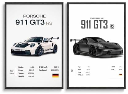 Generisch A Set Of 2 Posters Car 911 Gt Poster Für Zimmer, Ästhetische Leinwand-Wandkunst, Schlafzimmer-Dekor Poster 12x18inch(30x45cm)